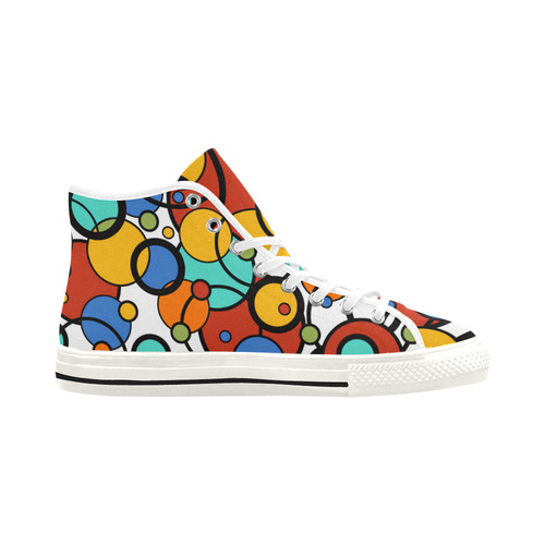 Pop Art Dot Colorful Art Print Hi Top Sneakers by Juleez Vancouver H Women's Canvas Shoes (1013-1)