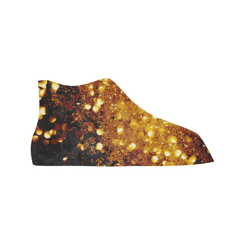 Golden glitter texture with black background Vancouver H Women's Canvas Shoes (1013-1)
