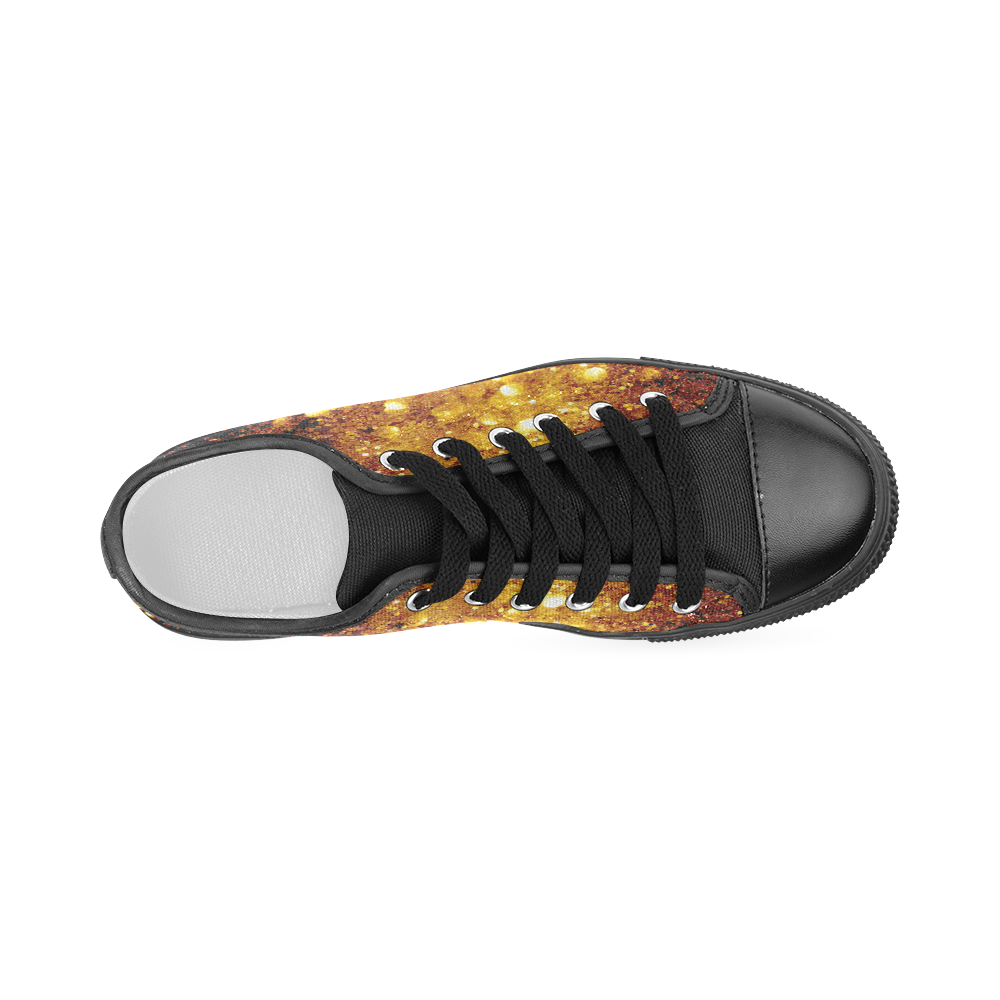 Golden glitter texture with black background Women's Classic Canvas Shoes (Model 018)