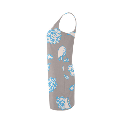 floral gray and blue Medea Vest Dress (Model D06)