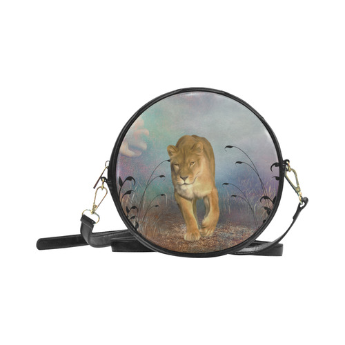 Wonderful lioness Round Sling Bag (Model 1647)