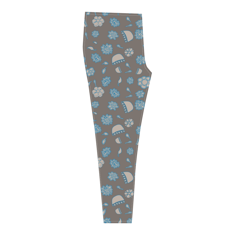 floral gray and blue Cassandra Women's Leggings (Model L01)
