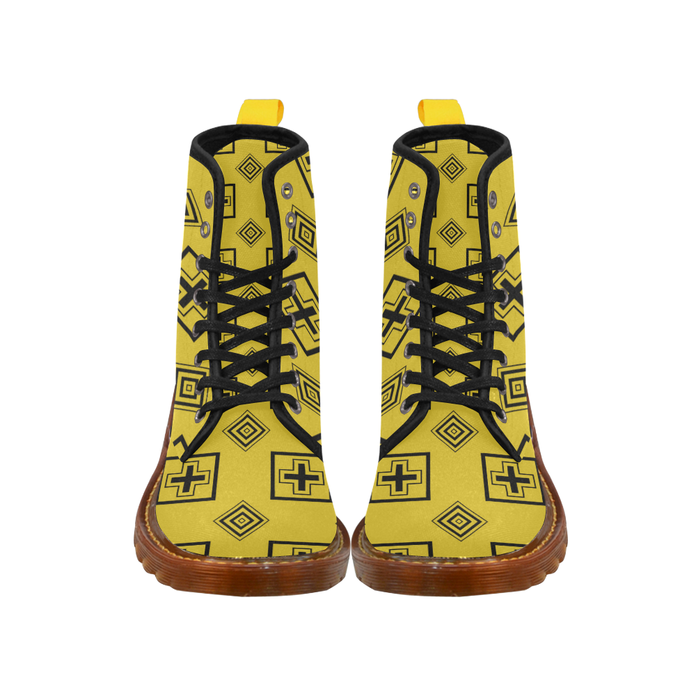 yellow and black geometric Martin Boots For Men Model 1203H
