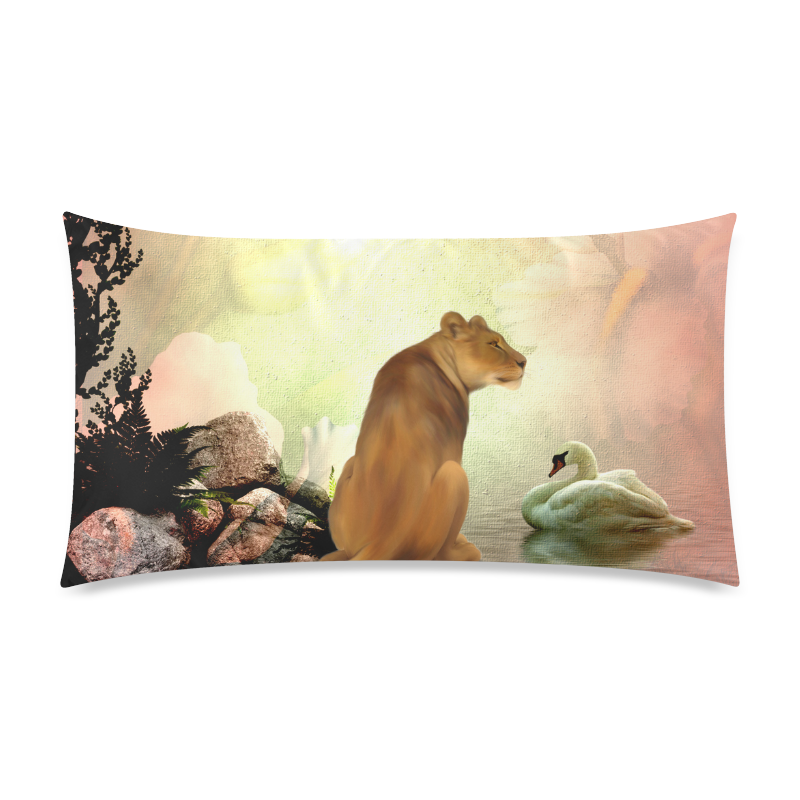 Awesome lioness in a fantasy world Rectangle Pillow Case 20"x36"(Twin Sides)