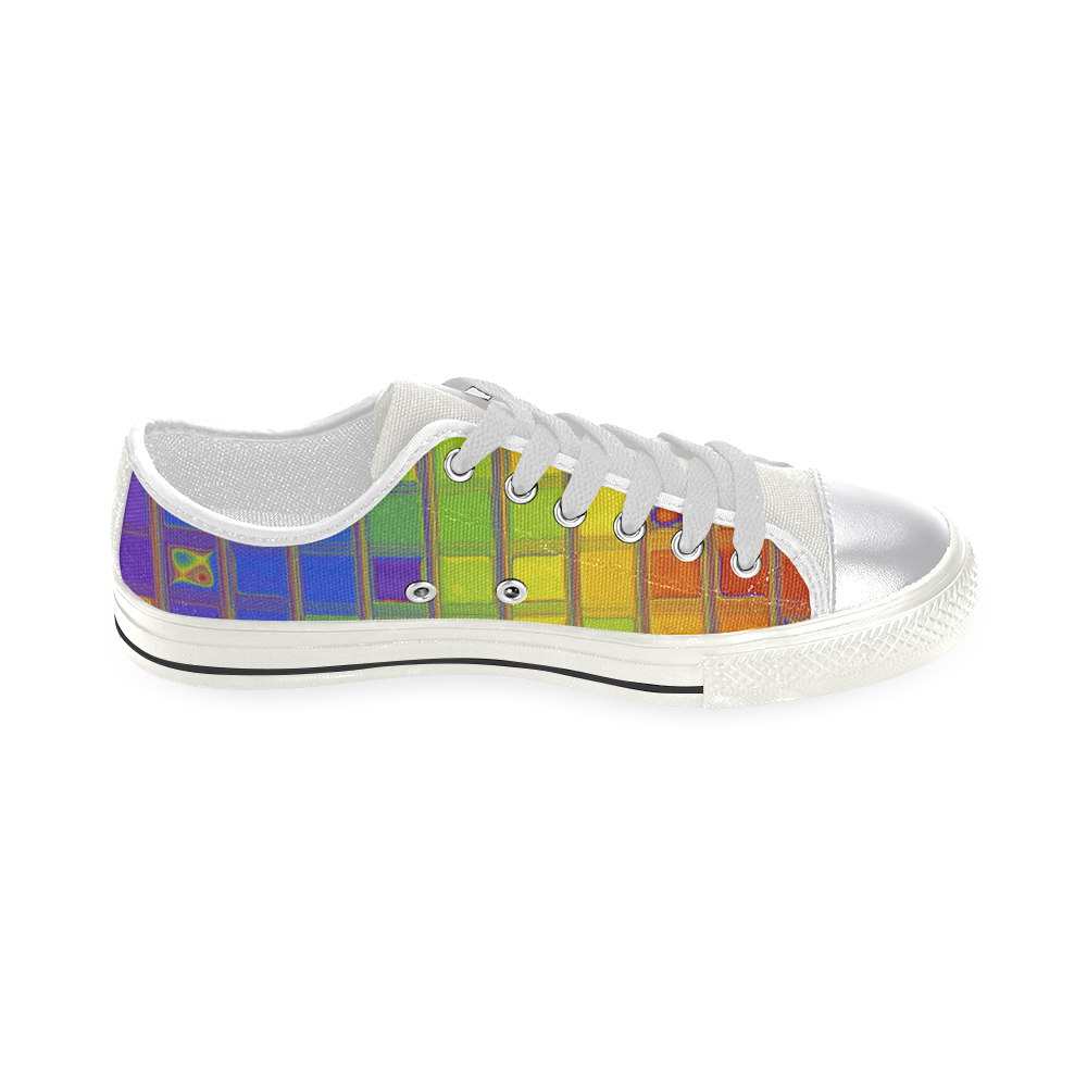 rainbow square Canvas Women's Shoes/Large Size (Model 018)