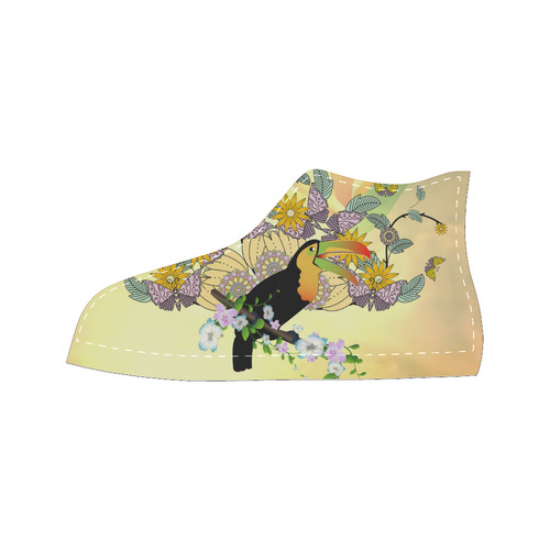Toucan with flowers Men’s Classic High Top Canvas Shoes (Model 017)