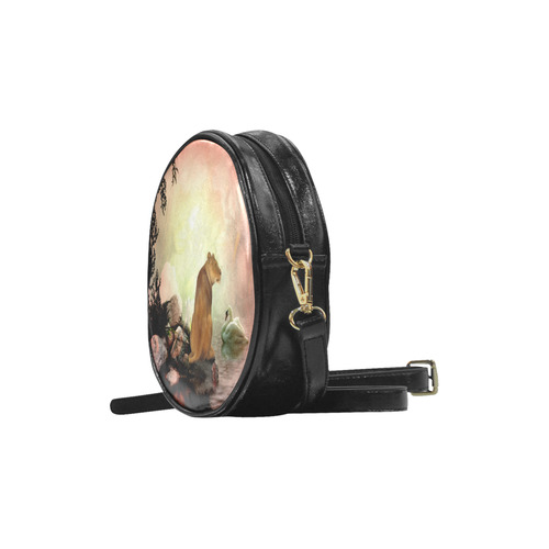 Awesome lioness in a fantasy world Round Sling Bag (Model 1647)