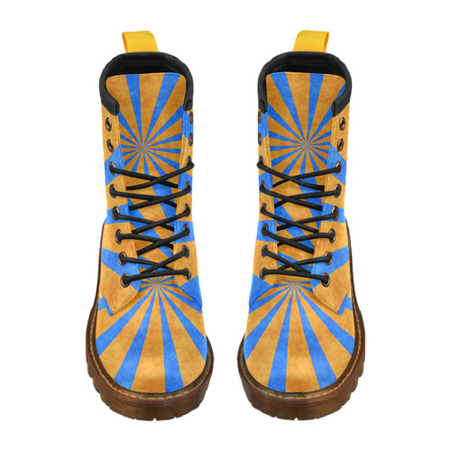 blue and orange sun High Grade PU Leather Martin Boots For Women Model 402H