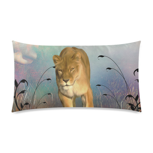 Wonderful lioness Rectangle Pillow Case 20"x36"(Twin Sides)