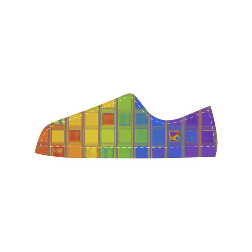 rainbow square Canvas Women's Shoes/Large Size (Model 018)
