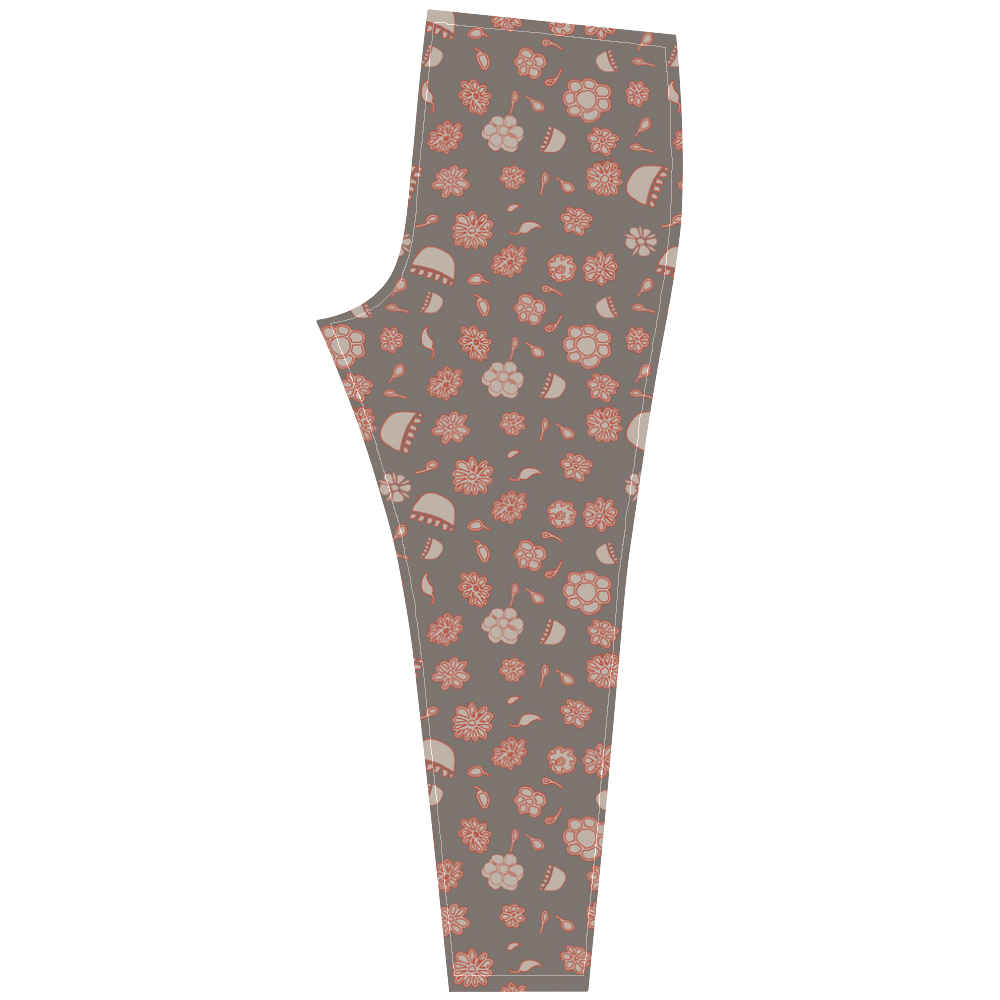 floral gray and red Cassandra Women's Leggings (Model L01)