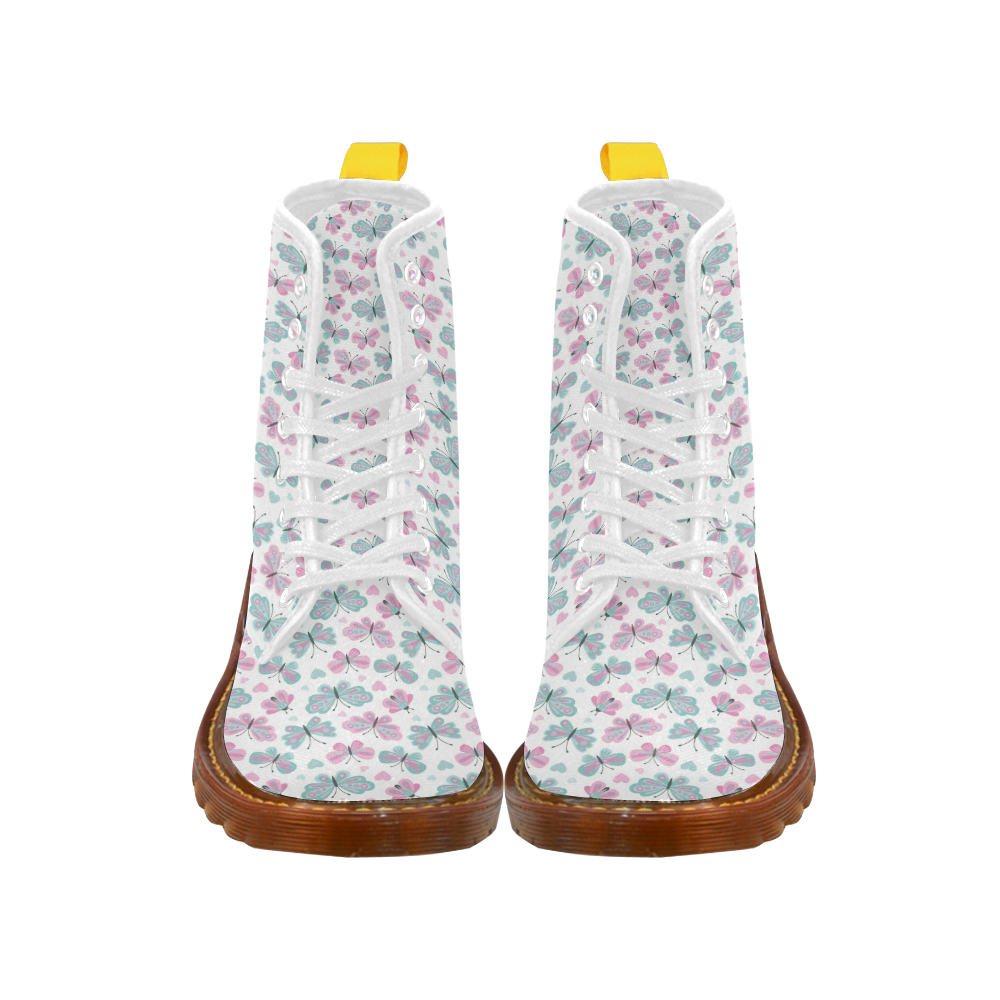 Cute Pastel Butterflies Martin Boots For Women Model 1203H