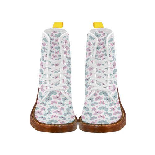 Cute Pastel Butterflies Martin Boots For Women Model 1203H