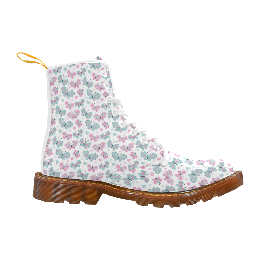 Cute Pastel Butterflies Martin Boots For Women Model 1203H