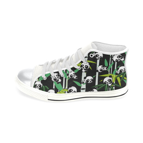 Satisfied and Happy Panda Babies on Bamboo High Top Canvas Shoes for Kid (Model 017)