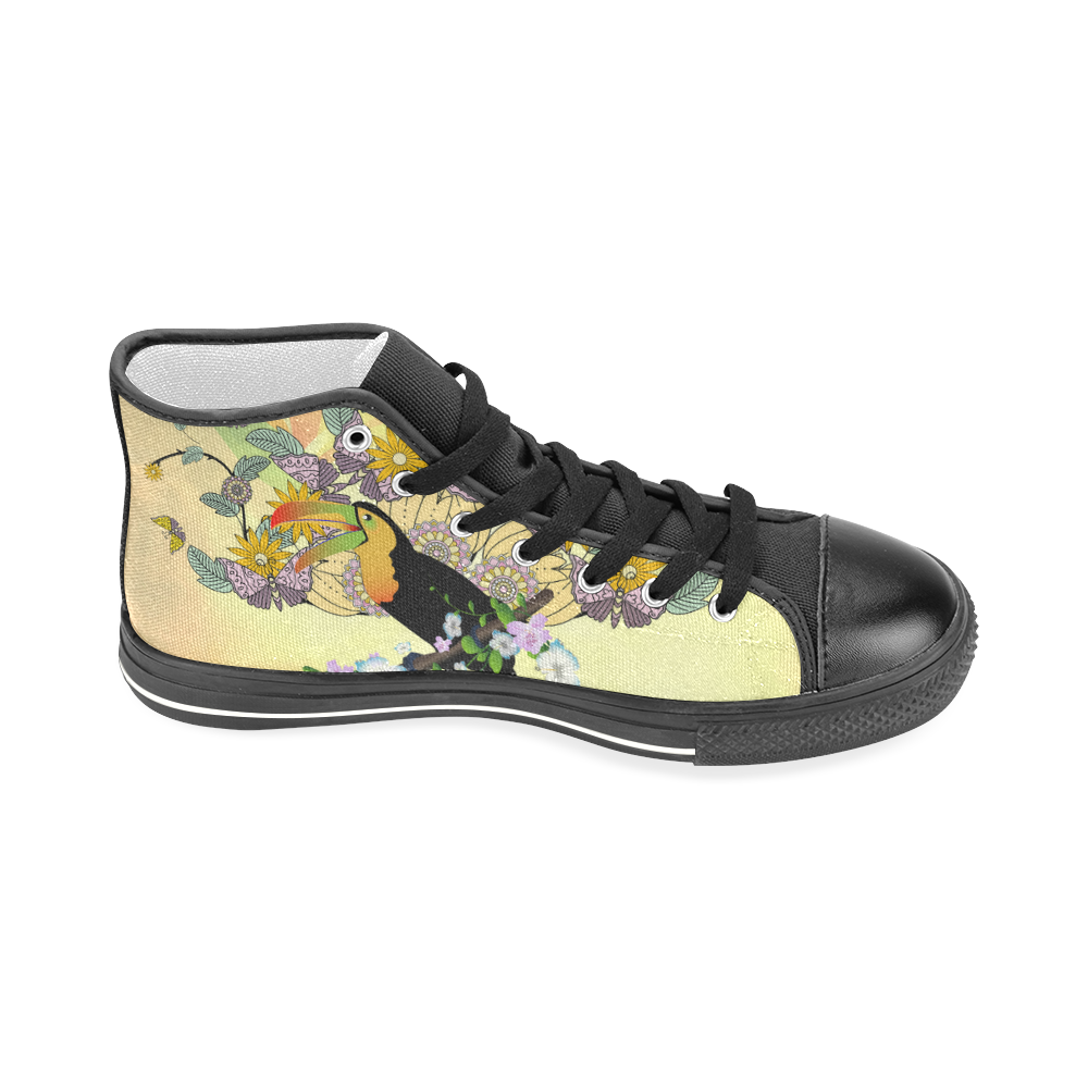 Toucan with flowers Men’s Classic High Top Canvas Shoes (Model 017)