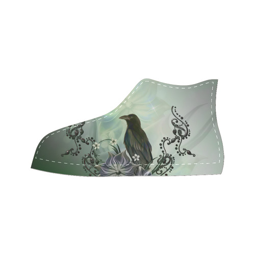 Raven with flowers Men’s Classic High Top Canvas Shoes (Model 017)