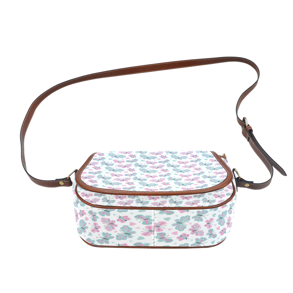 Cute Pastel Butterflies Saddle Bag/Small (Model 1649) Full Customization