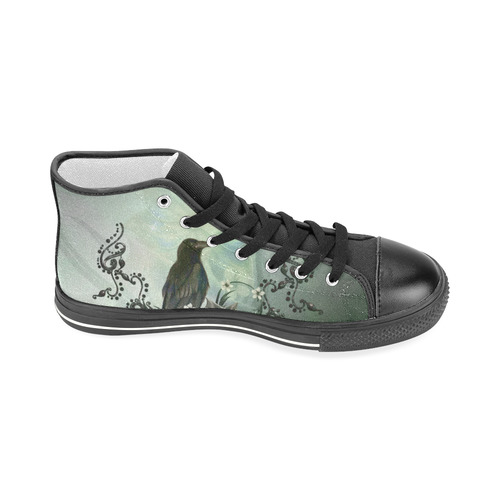 Raven with flowers Men’s Classic High Top Canvas Shoes (Model 017)