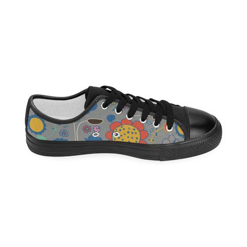 spring flower gray Women's Classic Canvas Shoes (Model 018)