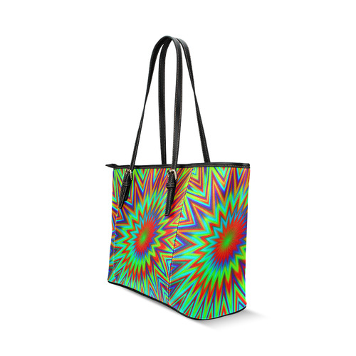 Abstract Color Explosion Leather Tote Bag/Large (Model 1640)