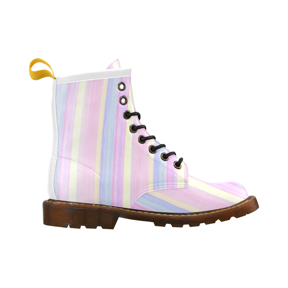 Pastel Stripes Verticle High Grade PU Leather Martin Boots For Women Model 402H