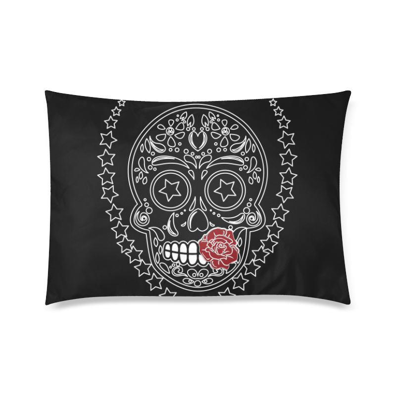 Sugar Skull Red Rose Custom Zippered Pillow Case 20"x30"(Twin Sides)