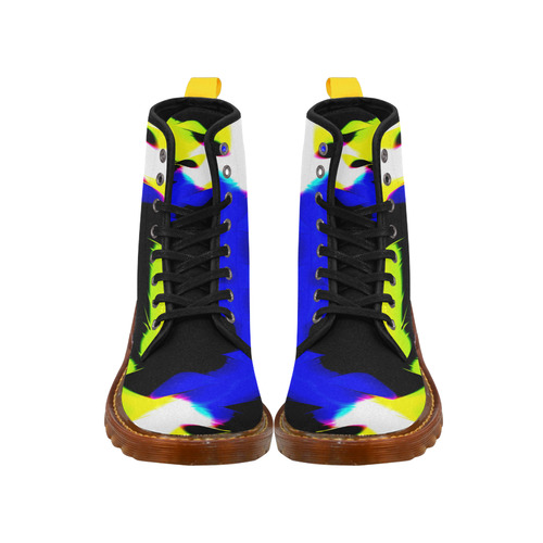 blue and yellow abstract Martin Boots For Men Model 1203H