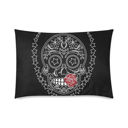 Sugar Skull Red Rose Custom Zippered Pillow Case 20"x30"(Twin Sides)