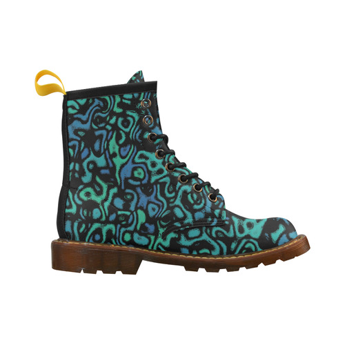 blue and green abstract 4 High Grade PU Leather Martin Boots For Women Model 402H