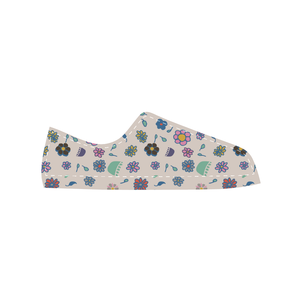 flower cream multi Women's Classic Canvas Shoes (Model 018)