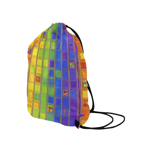 square rainbow Large Drawstring Bag Model 1604 (Twin Sides)  16.5"(W) * 19.3"(H)