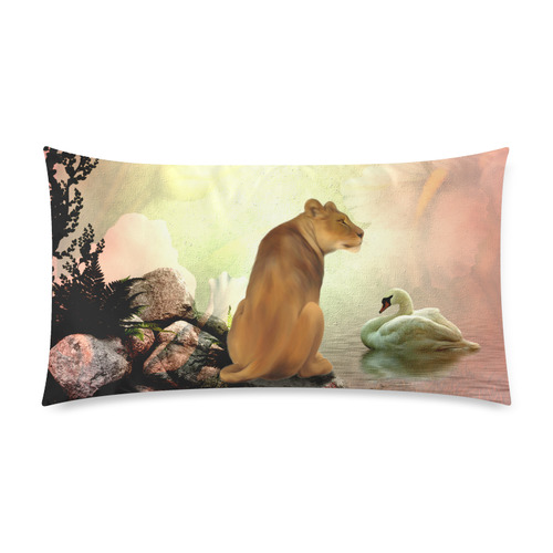 Awesome lioness in a fantasy world Custom Rectangle Pillow Case 20"x36" (one side)