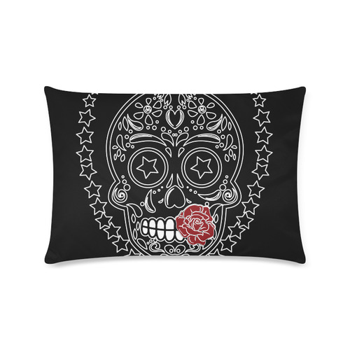 Sugar Skull Red Rose Custom Zippered Pillow Case 16"x24"(Twin Sides)