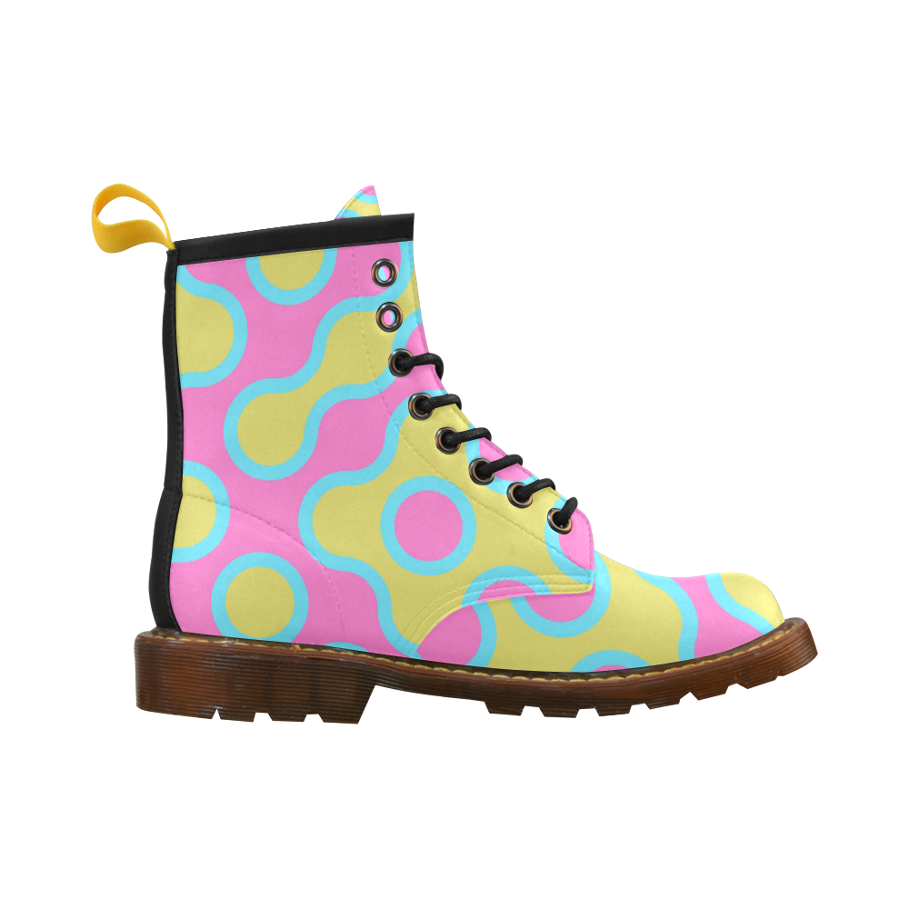 blue pink and yellow abstract 5 High Grade PU Leather Martin Boots For Women Model 402H