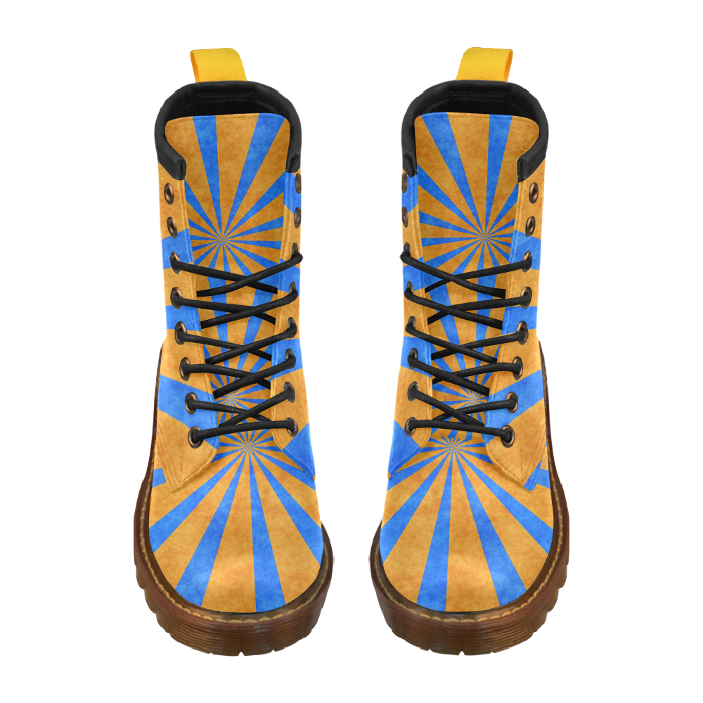 blue and orange sun High Grade PU Leather Martin Boots For Men Model 402H