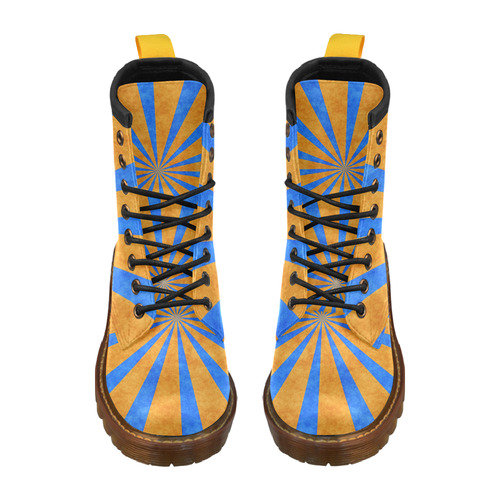 blue and orange sun High Grade PU Leather Martin Boots For Men Model 402H