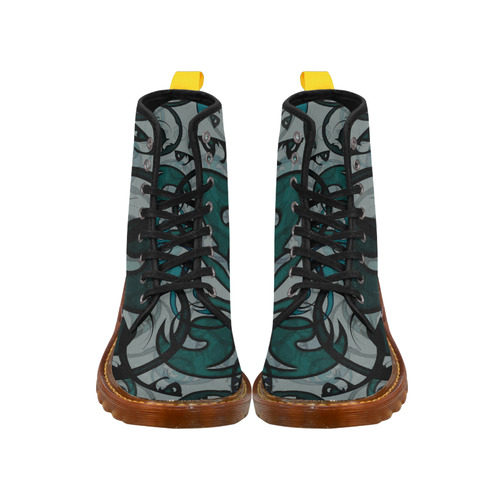 black teal and gray abstract Martin Boots For Men Model 1203H