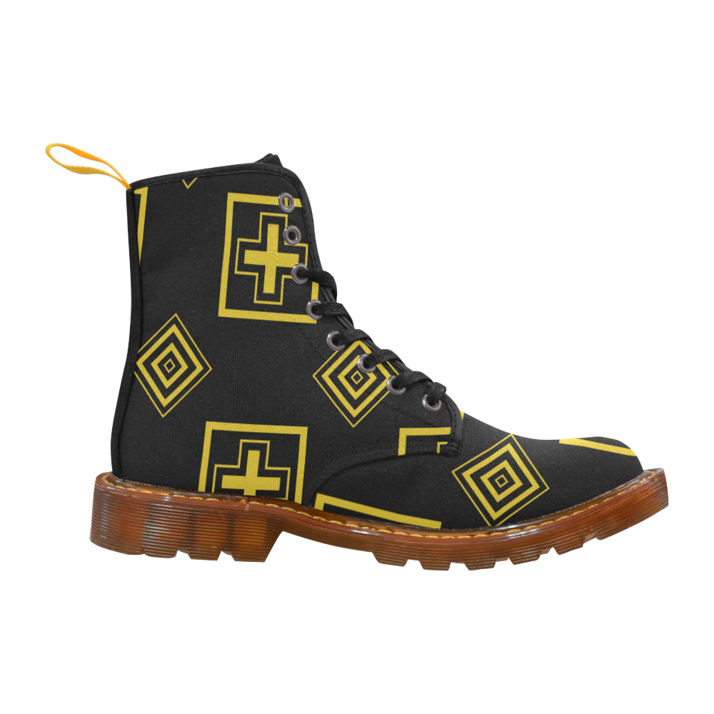 yellow and black geometric 2 Martin Boots For Men Model 1203H