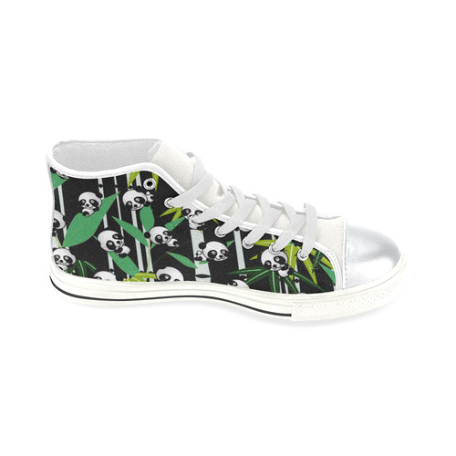 Satisfied and Happy Panda Babies on Bamboo High Top Canvas Shoes for Kid (Model 017)