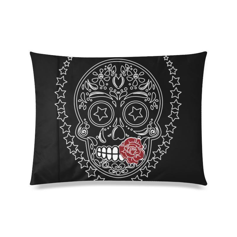 Sugar Skull Red Rose Custom Zippered Pillow Case 20"x26"(Twin Sides)