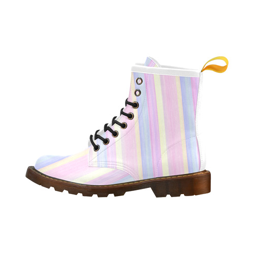 Pastel Stripes Verticle High Grade PU Leather Martin Boots For Women Model 402H