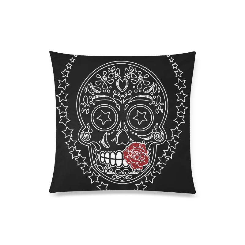 Sugar Skull Red Rose Custom Zippered Pillow Case 20"x20"(Twin Sides)