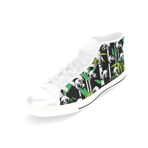 Satisfied and Happy Panda Babies on Bamboo Men’s Classic High Top Canvas Shoes /Large Size (Model 017)