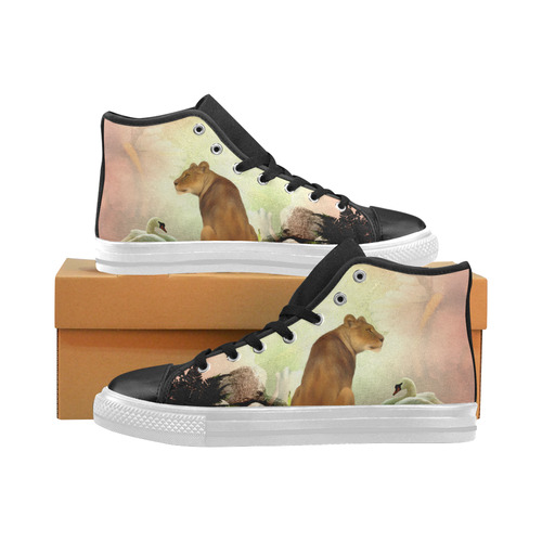 Awesome lioness in a fantasy world Women's Classic High Top Canvas Shoes (Model 017)
