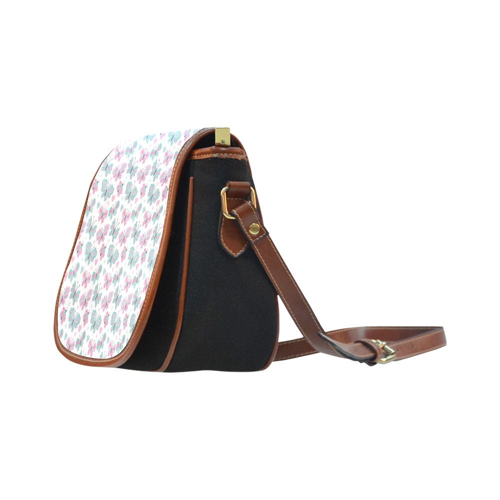 Cute Pastel Butterflies Saddle Bag/Small (Model 1649)(Flap Customization)