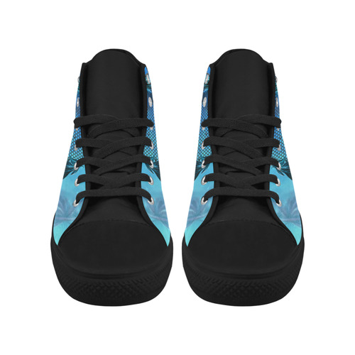 Dreamcatcher, blue colors Aquila High Top Microfiber Leather Men's Shoes/Large Size (Model 032)