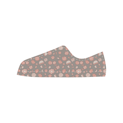 floral gray and red Women's Classic Canvas Shoes (Model 018)