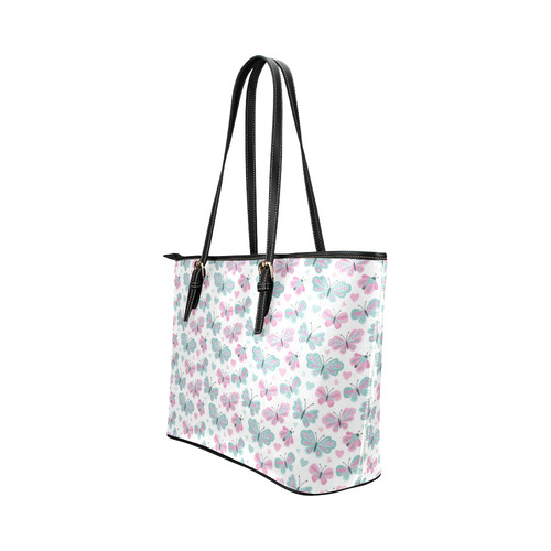 Cute Pastel Butterflies Leather Tote Bag/Small (Model 1651)