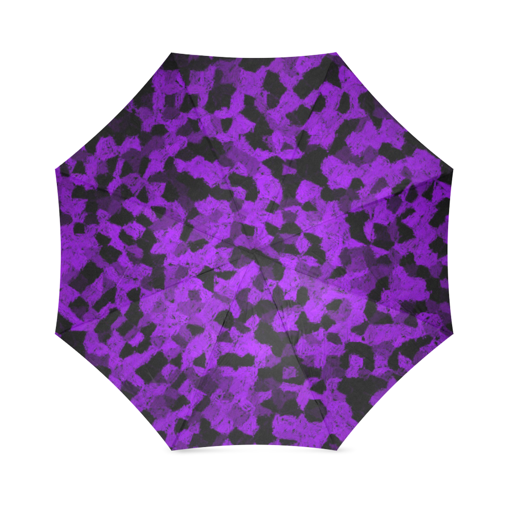 Black and Purple chalk pattern Foldable Umbrella (Model U01) | ID: D1386927